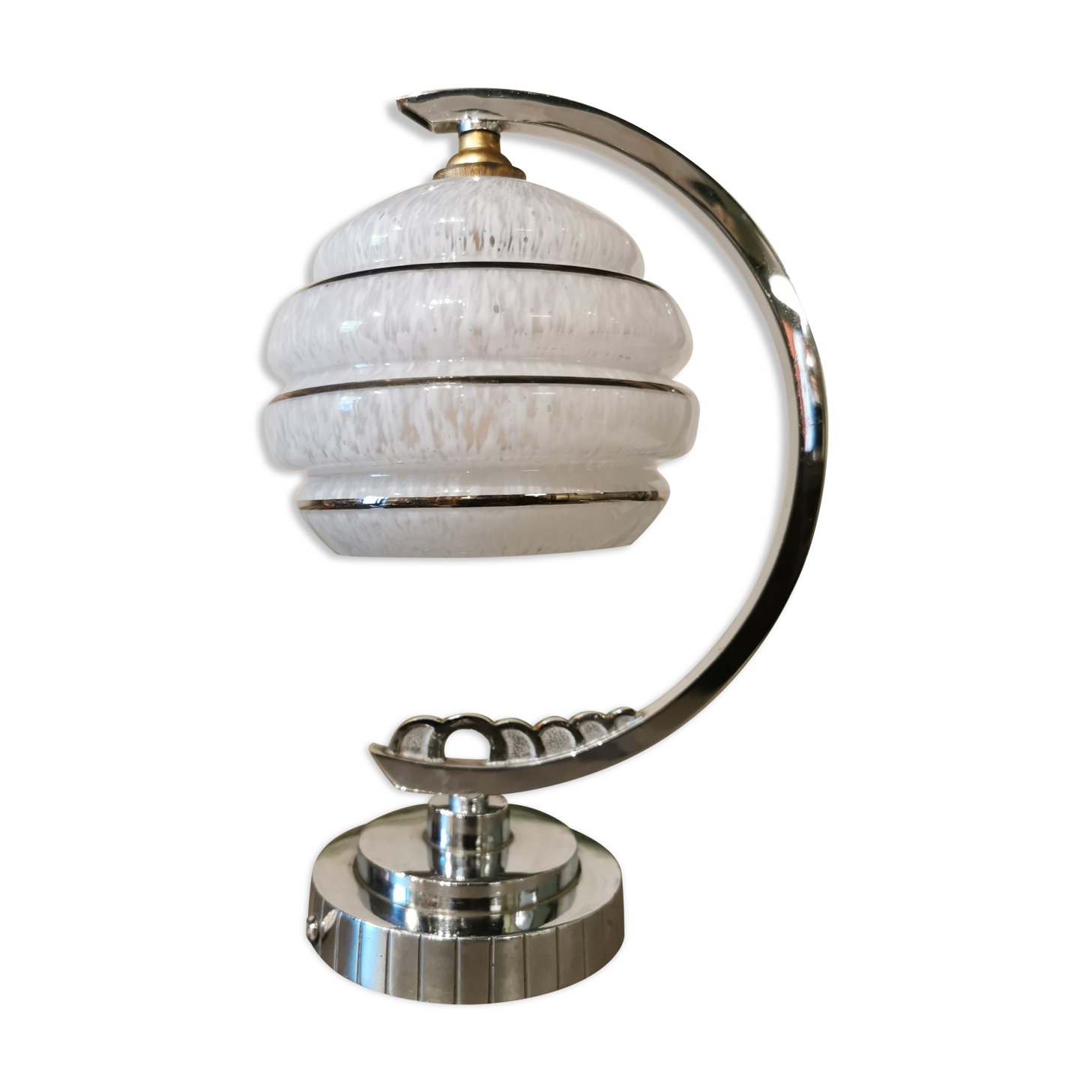 Half-moon chrome art deco lamp
