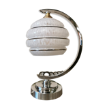 Half-moon chrome art deco lamp