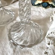 Pair of molded glass candlesticks - 1960s