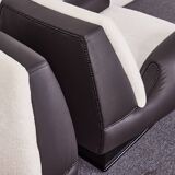 Italian Art Deco Leather and Fabric Club chairs-Armchairs, 1950s, Set of 2