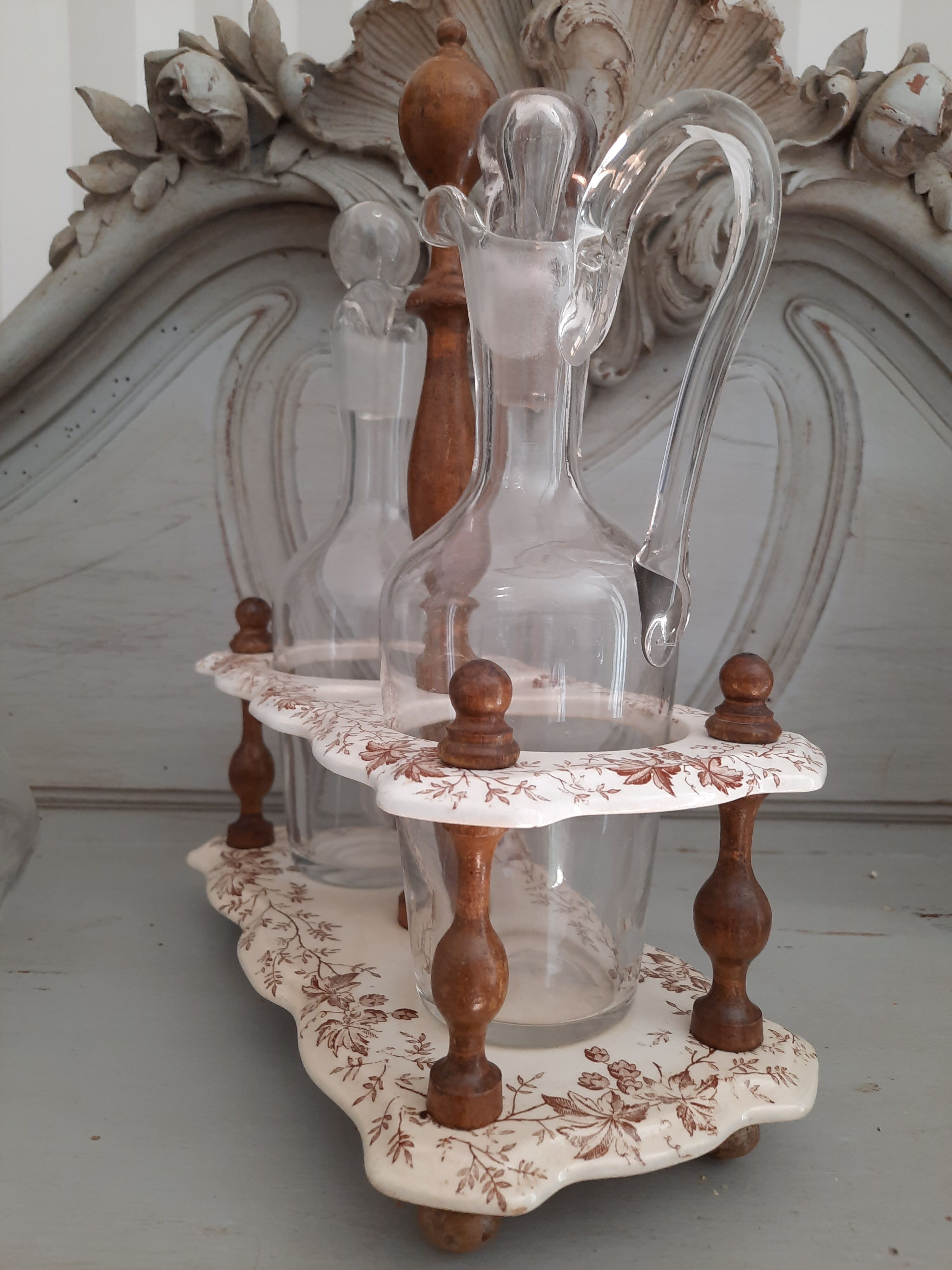 Oil and vinegar maker in earthenware iron earth napoleon III era
