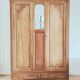 Art Deco carved wood wardrobe with 2 doors and 1 mirror, renovated