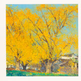 Japanese Autumn, Gouache on Paper, 63 x 63 cm