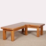 Solid oak coffee table in the style of Seltz, 1980.