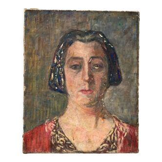 Portrait of an ancient woman, oil on canvas