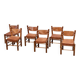 Ensemble de six chaises de salle à manger en cuir brutalistes
