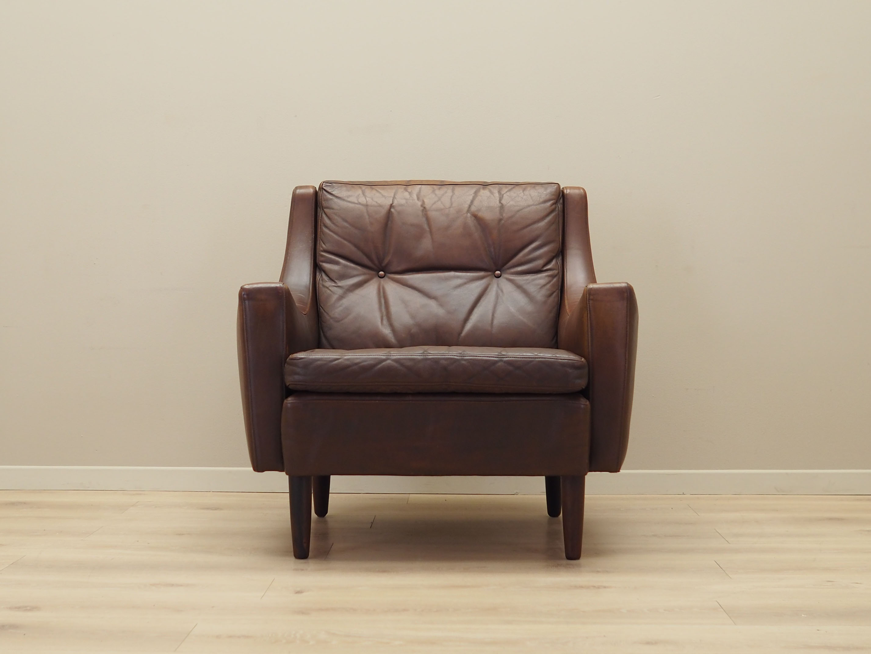 Brown leather armchair, Danish design, 1960s, designer: Edmund Jørgensen
