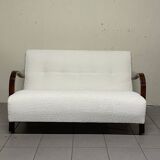 Canapé des années 1940 en bois et tissu bouclé, production italienne