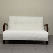 1940s Sofa in Wood and Boucle Fabric, Italian Production