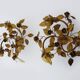 Pair of 3-light gold leaf and flower wall lights, Italy, 1970s-80s