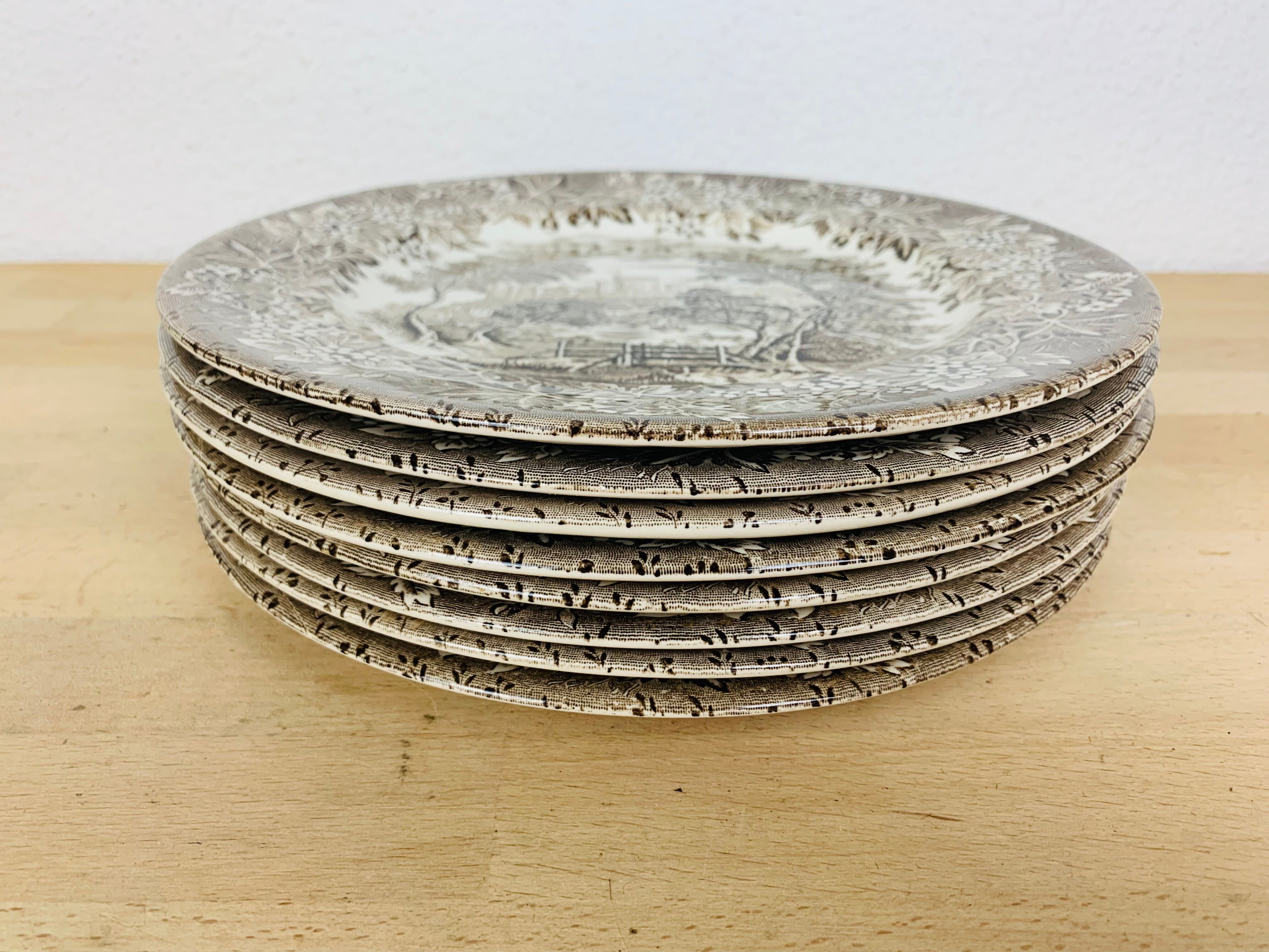 8 plates ironstone brown ironstone iron earth