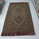 Vintage Berber Wool Carpet Hand-Knotted Antique Tunisian Brown