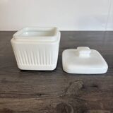 Vintage White Opaline Butter Dish 1970s