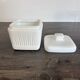 Vintage White Opaline Butter Dish 1970s