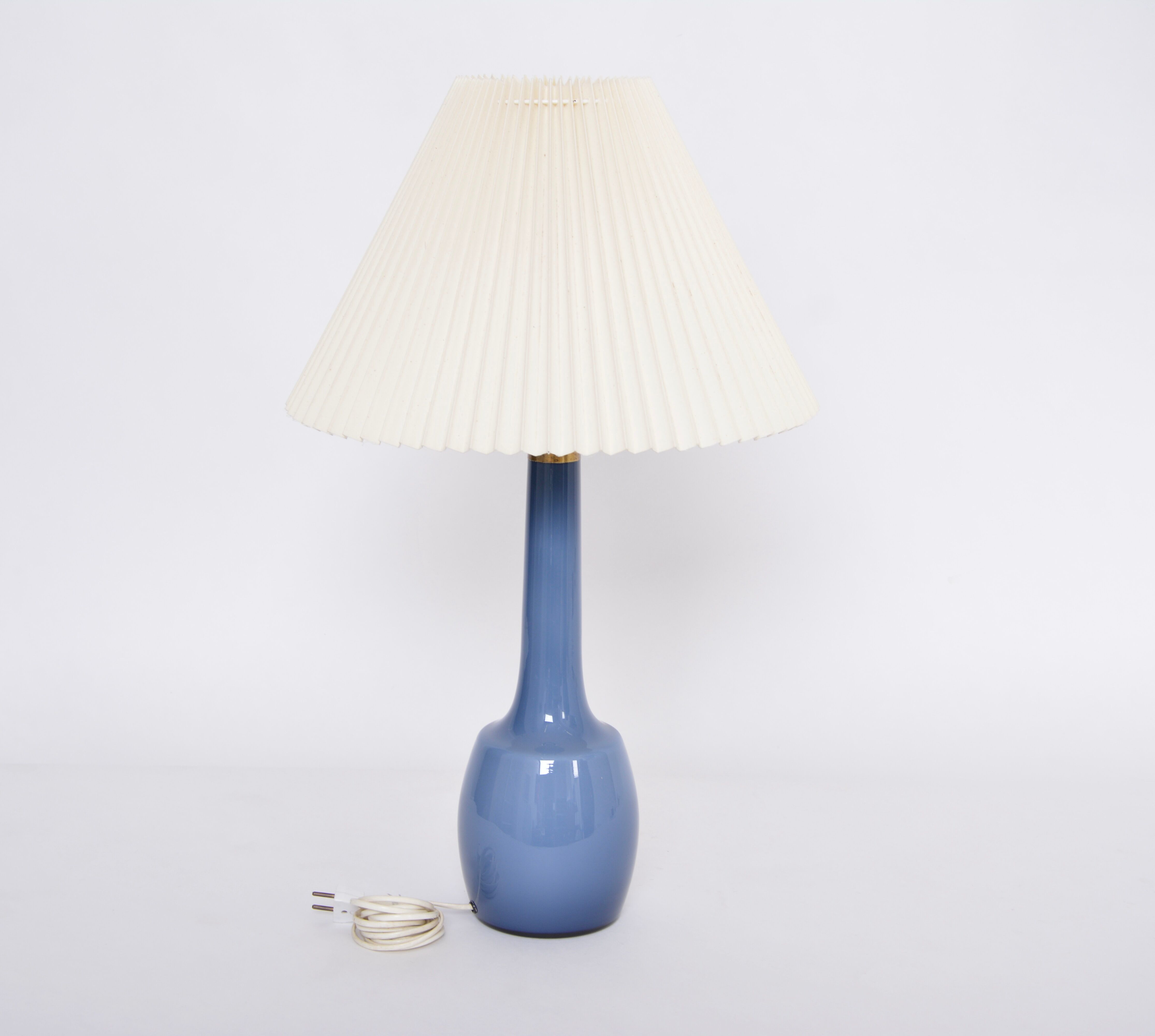 Rare blue Danish Mid-Century table lamp by Esben Klint for Holmegaard
