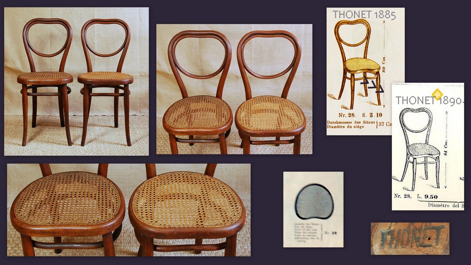 Pair of chairs Thonet No.28 20th end heart shape
