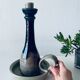Candle holder in glazed ceramic