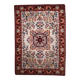 Vintage French Savonnerie wool rug, ivory field & rosace medallion, crimson border, c. 1950s — 202 × 290 cm — 1C1281
