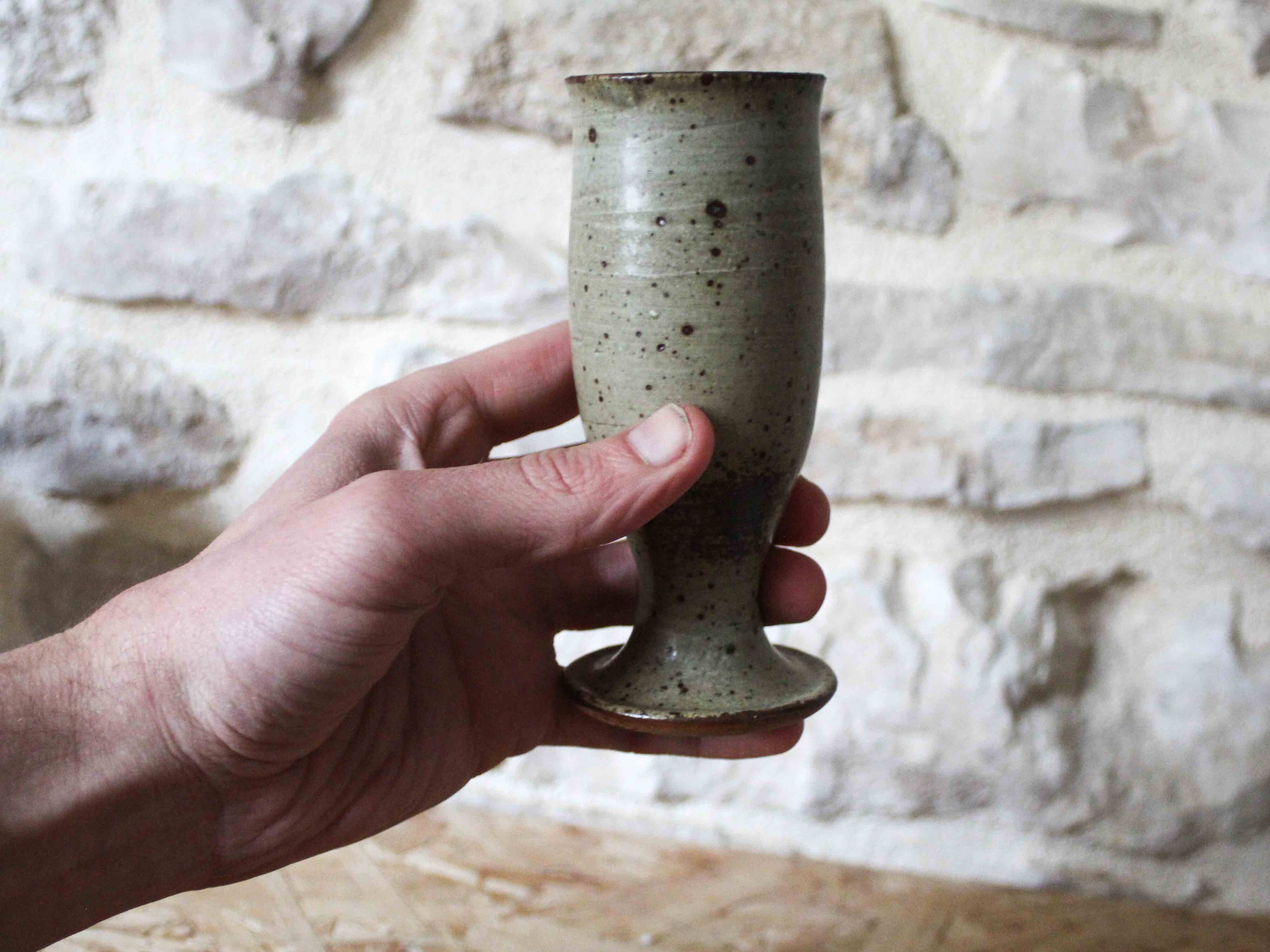 Lot de 5 verres à pied en grès - Poterie Le Cep