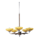 Art Deco Chandelier in Chrome, Beech, Walnut and Glass, Czech, 1920s