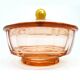 Art Deco bonbonniere, rosalin crystal, Moser, Czechoslovakia, 1930s