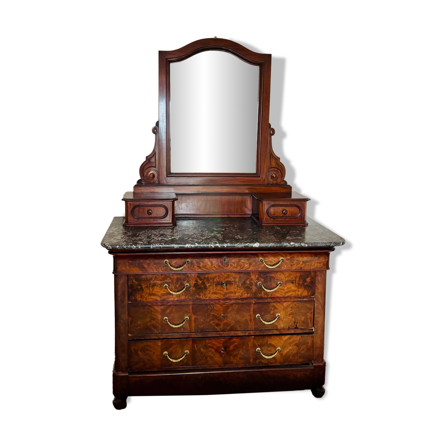 19th century mahogany dressing table with grey marble top