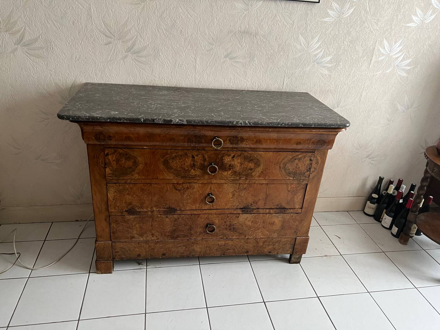 Chest of drawers with marble top