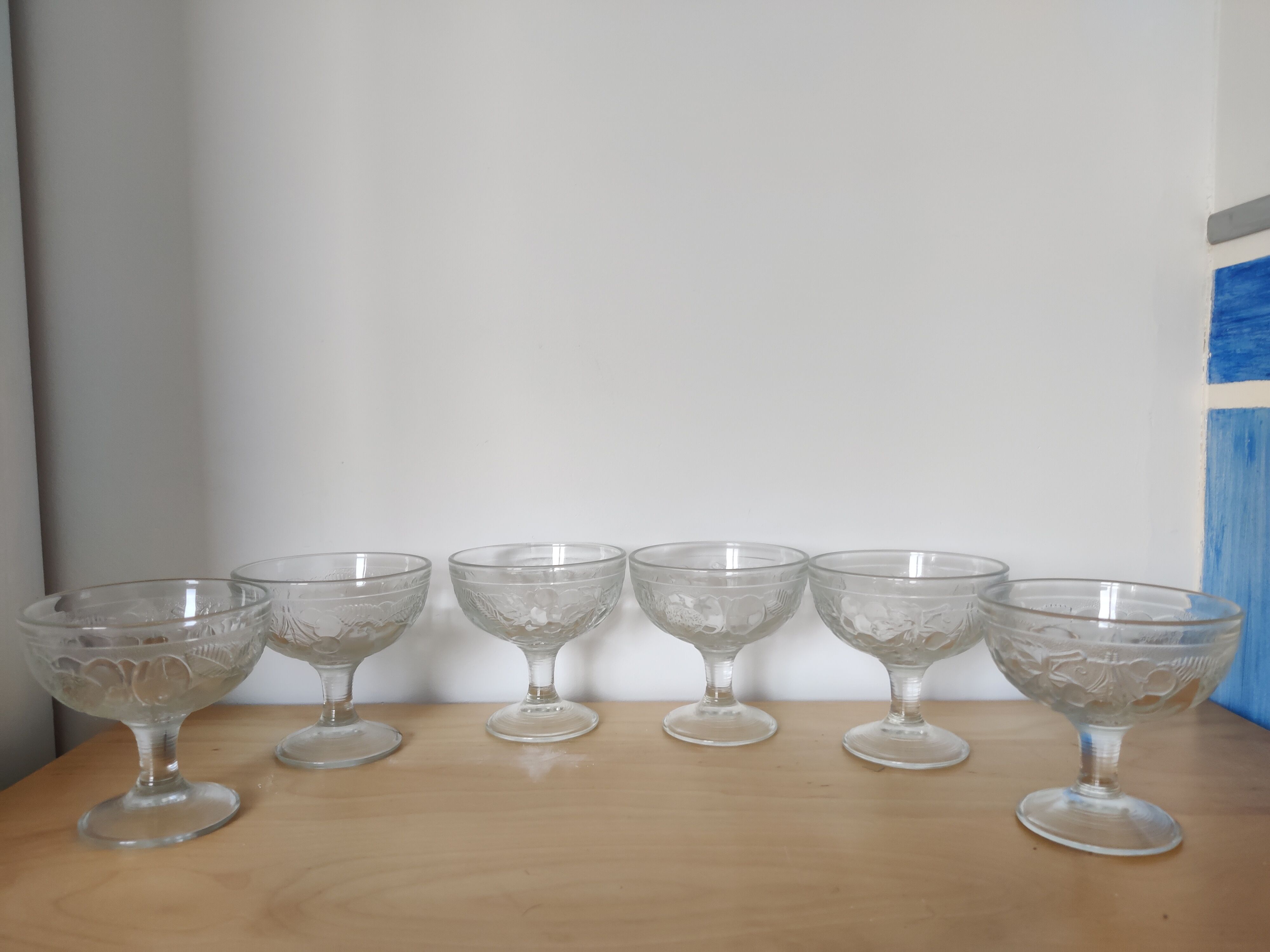set of 6 thick glass ice cups decor vintage fruits