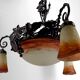 Wrought iron and glass paste chandelier, Art Deco, Muller Freres, Circa 1920