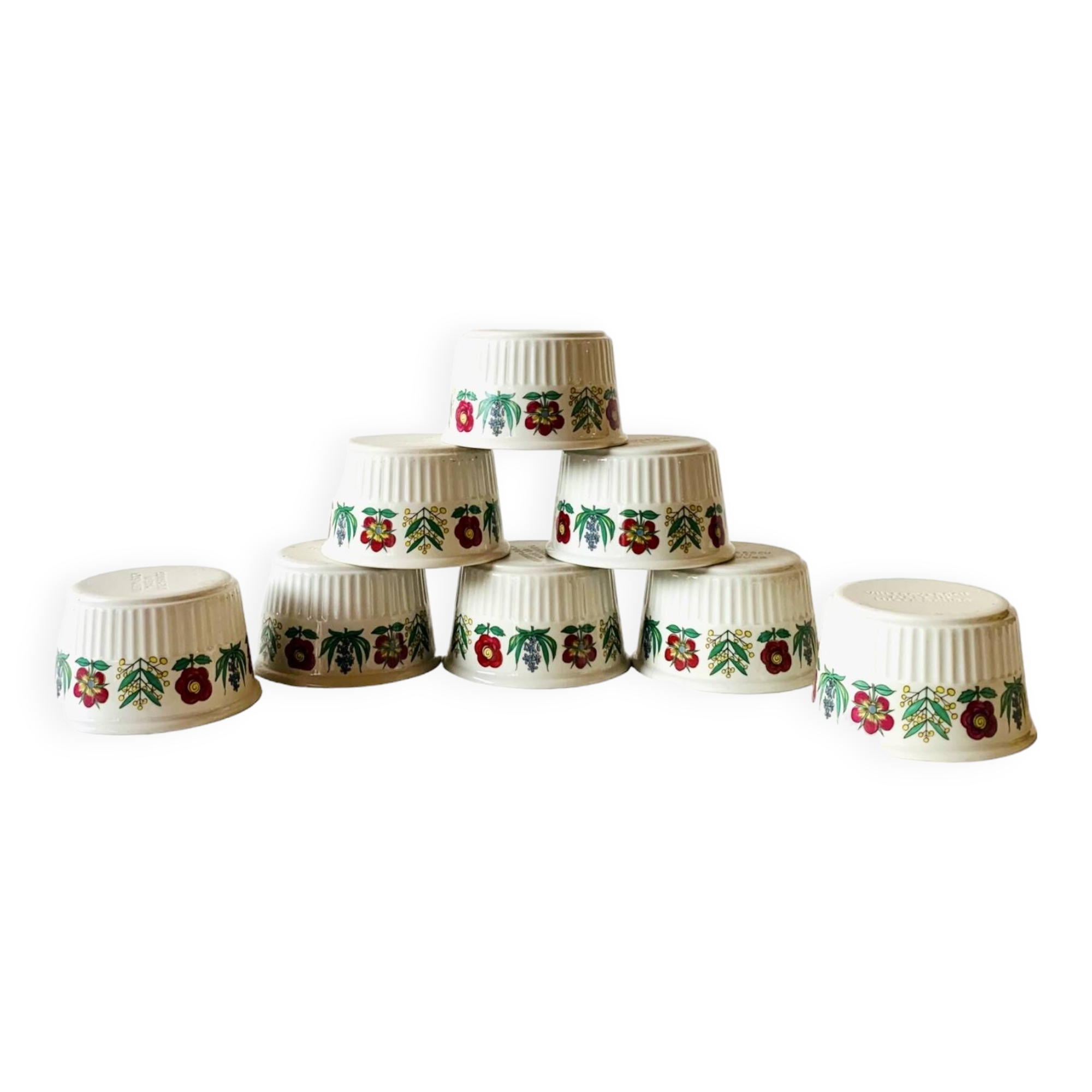 Set of 8 vintage Villeroy and Boch Luxembourg ramekins - floral decoration