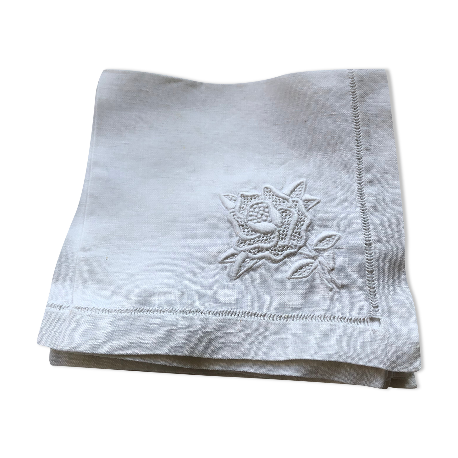 Lot de six serviettes à thé en lin brodées
