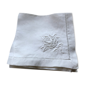 Set of six embroidered linen tea towels