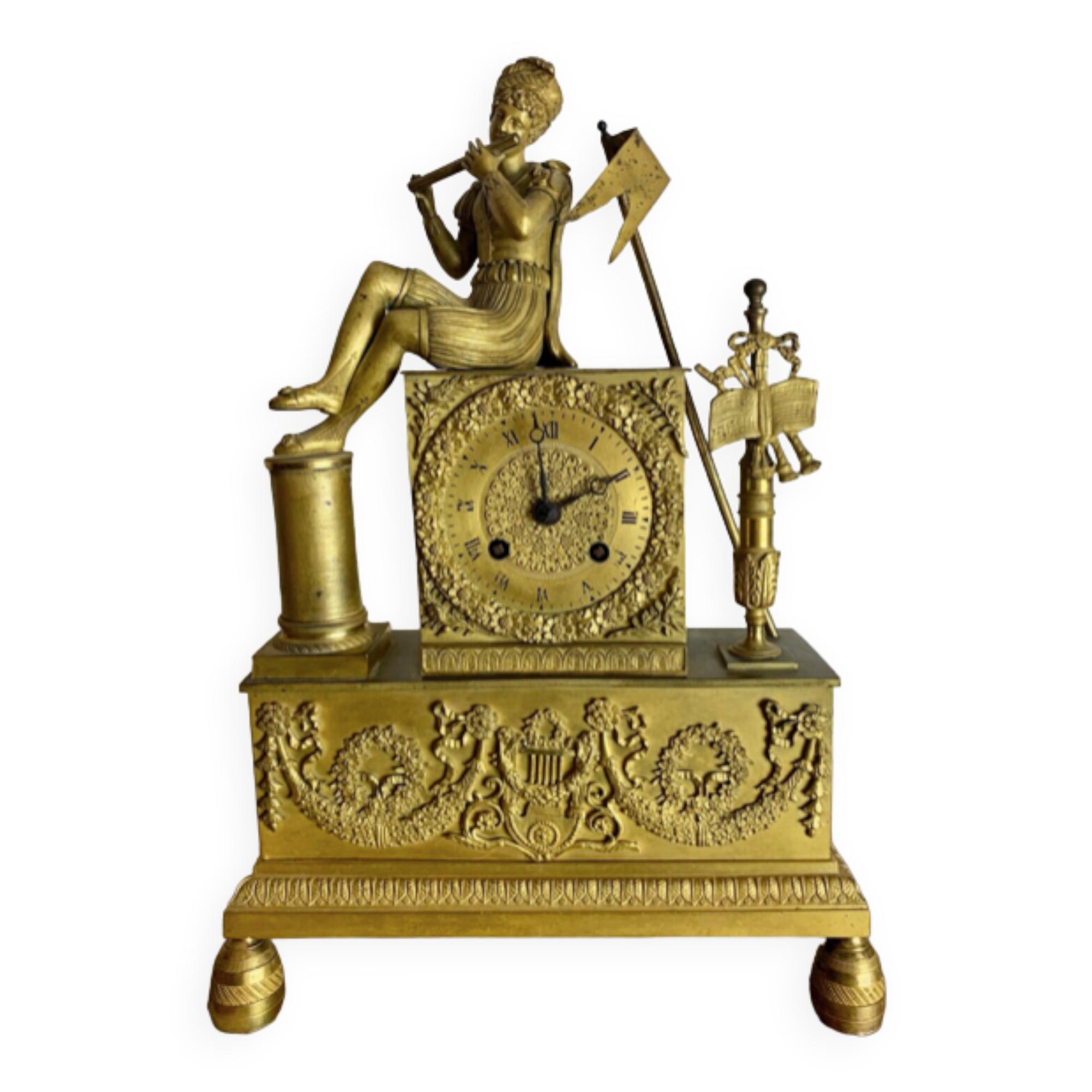 Period clock restoration XIXth in gilded bronze