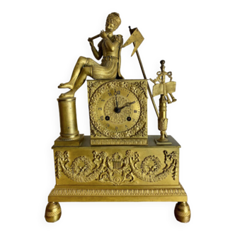 Period clock restoration XIXth in gilded bronze