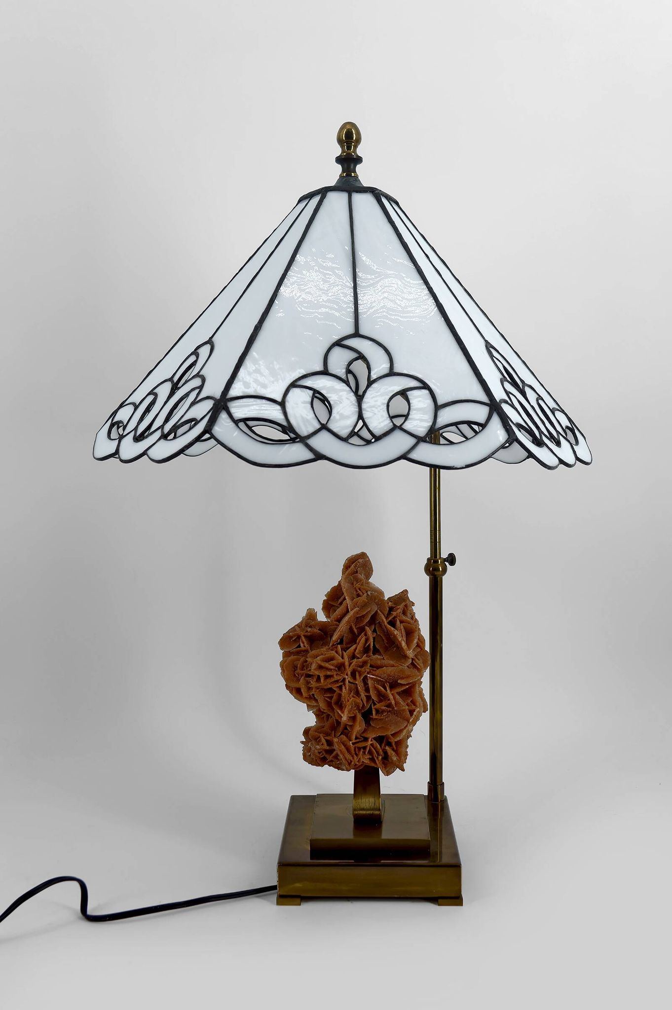 "Rose des Sables" Lamp, Bronze and Stained Glass Shade – circa 1970