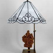 "Rose des Sables" Lamp, Bronze and Stained Glass Shade – circa 1970