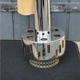 Designer chandelier from the 70s in glass and chrome metal