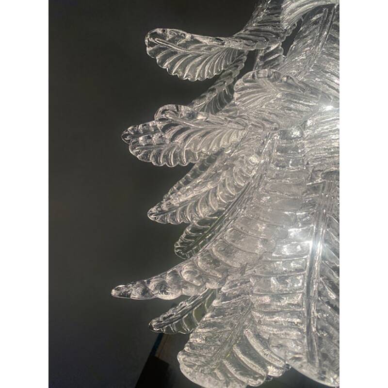 Contemporary Italian Transparent “Felci” Murano Glass Chandelier