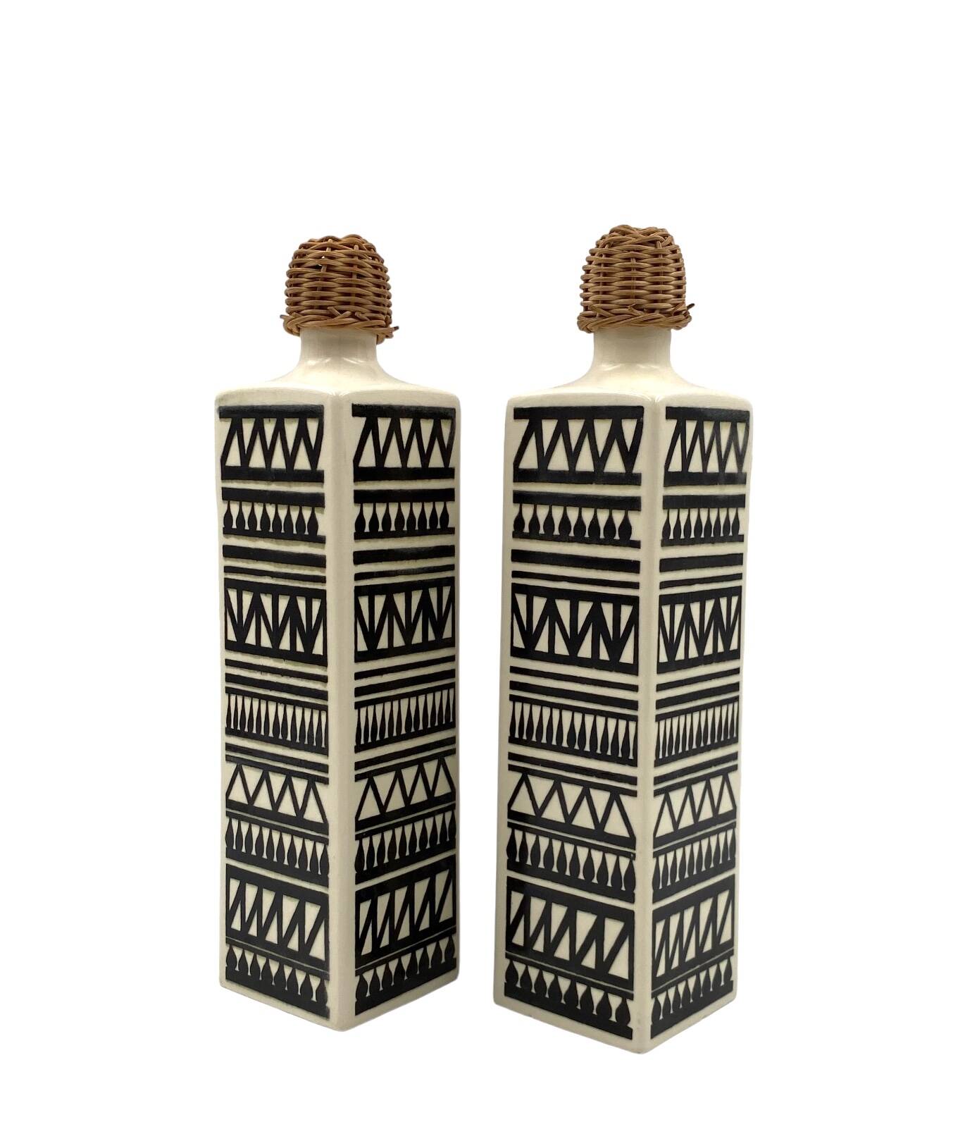 Mid-century set of 2 ceramic bottles, Staffel Limburg Germany, 1960s
