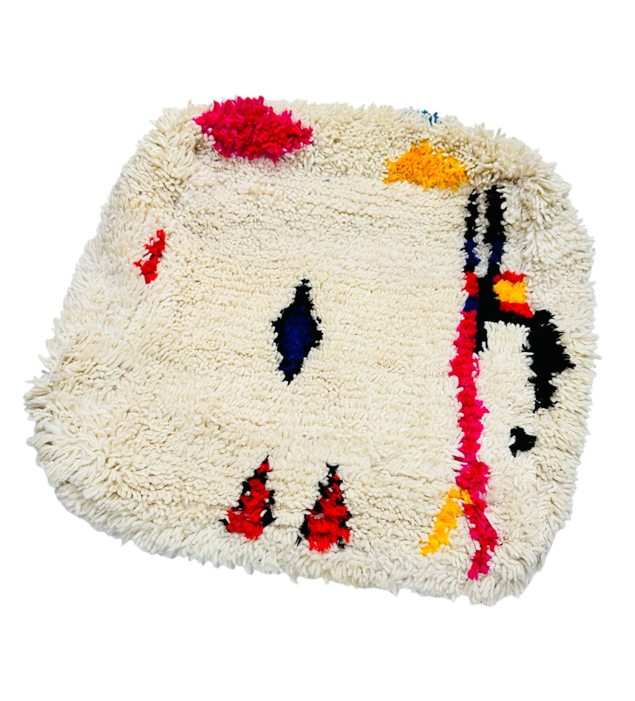 Berber floor cushion, Beni ouarain, Boujaad, Azilal Moroccan pouf pure wool 60 x 60 x 20 cm