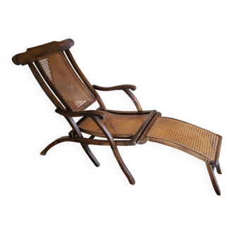 cane and oak lounge chair