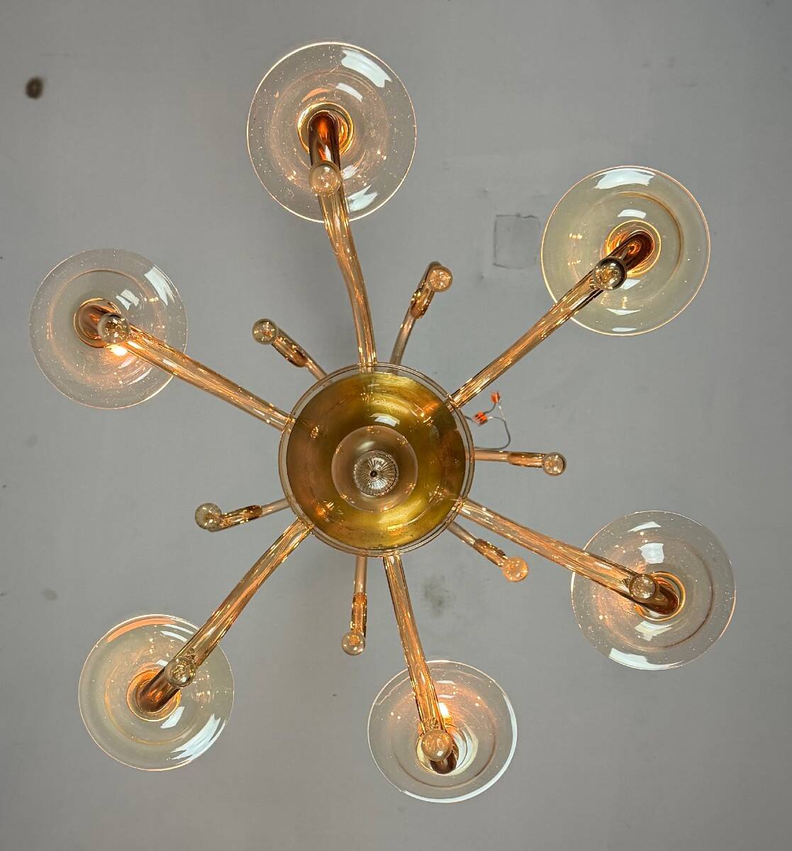Lustre vénitien en verre de Murano mordoré, vers 1940