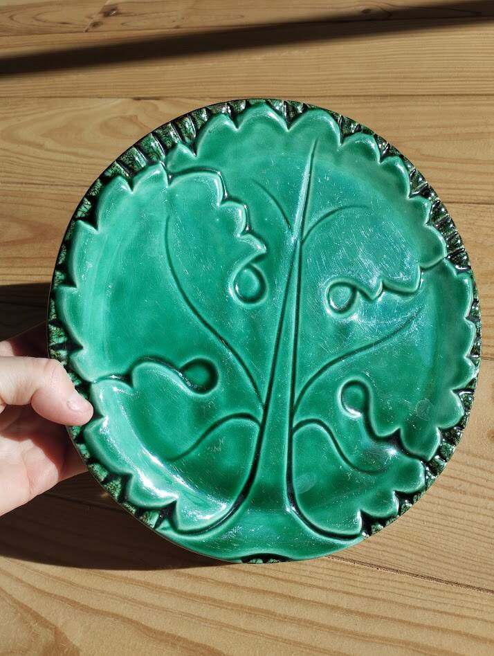 flat dish in slipware