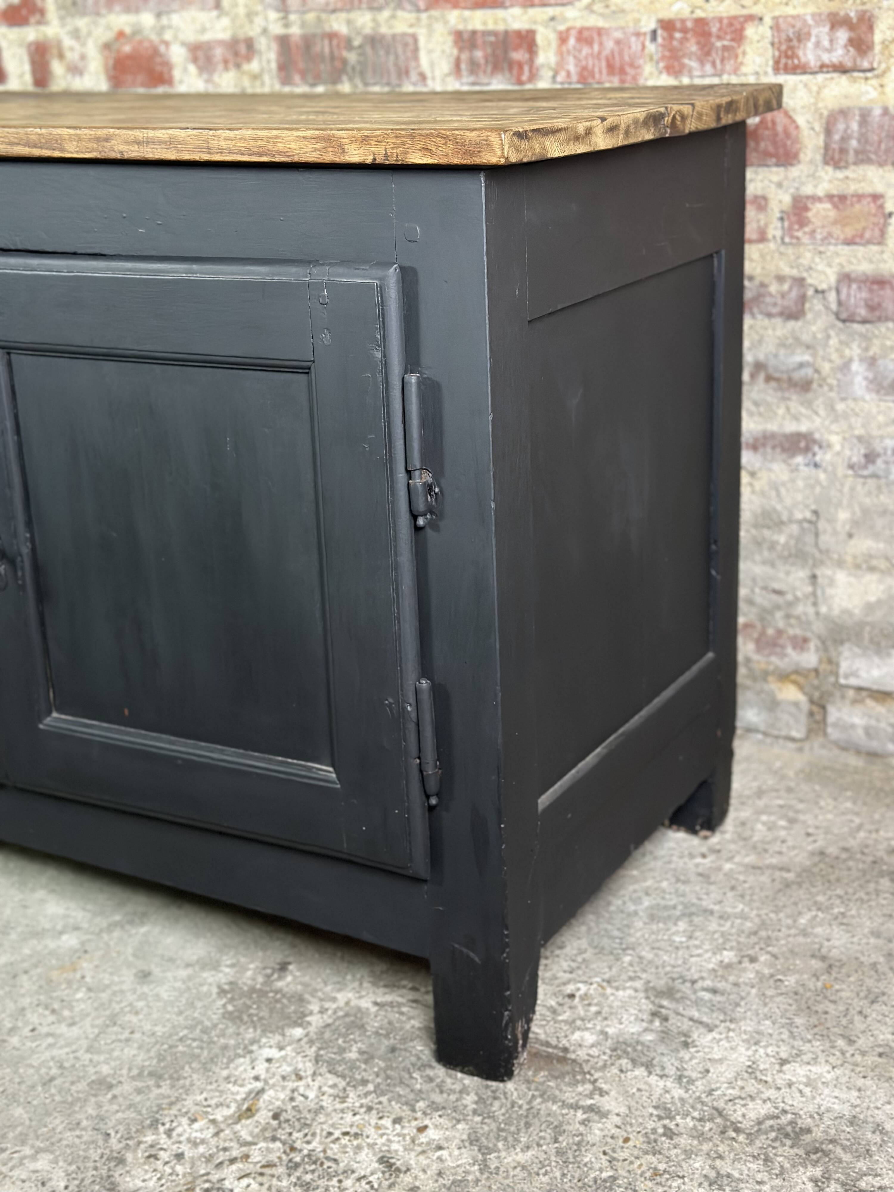 18th century raw and black oak sideboard