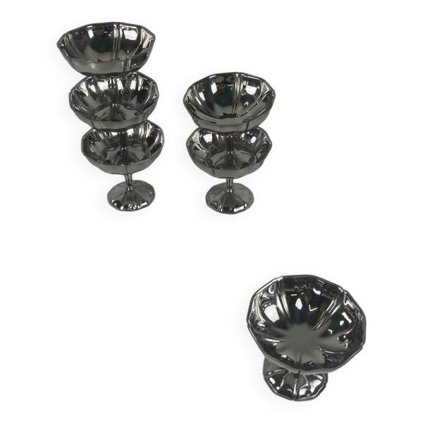 Lot de 6 coupes à glaces en métal, 1970 - Modèle E