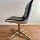 Strafor office chair in imitation leather, resin and chrome metal, 1970s