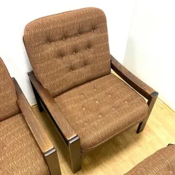 Retro armchairs with footstools, Hikor, 1970s