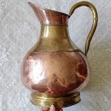 Copper and brass pitcher