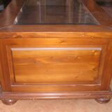 Coffee table top beveled glass and 3 drawers through