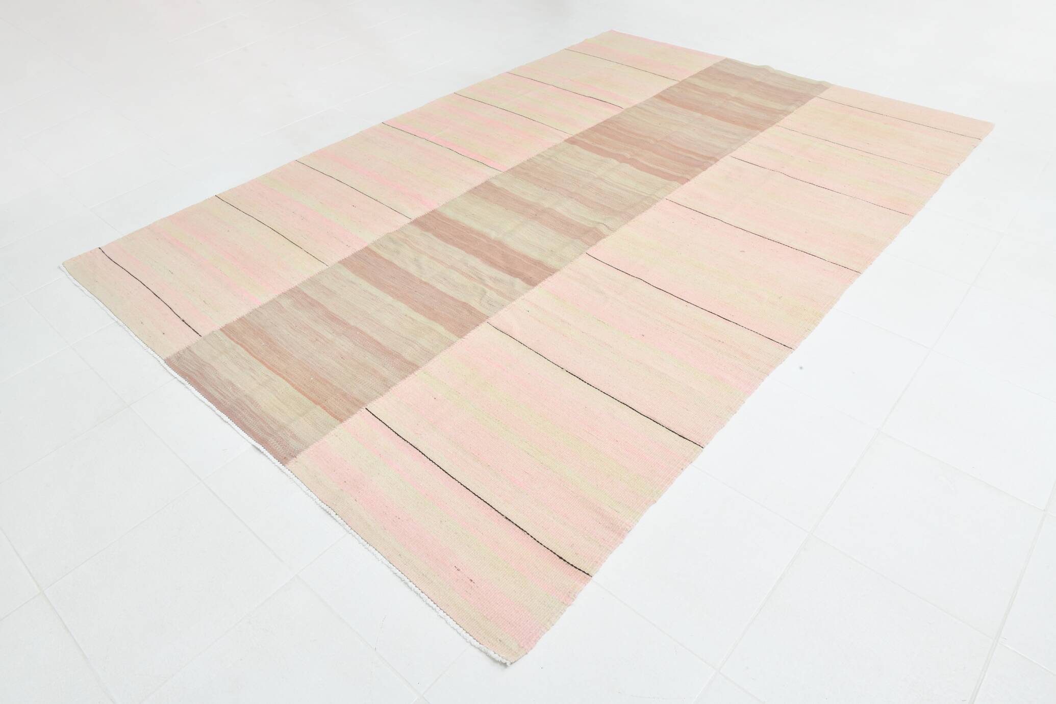 Tapis Kilim vintage noué à la main 7x11, 217x321 cm